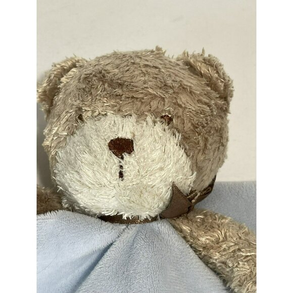 Carters Small Security Blanket Lovey I Love Hugs Bear Blue Brown with Rattle - Picture 5 of 9